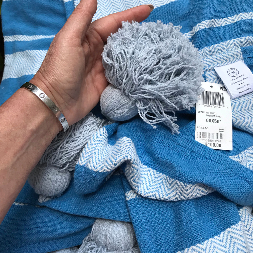 Martha Stewart Throw Cotton Blanket Huge Tassels